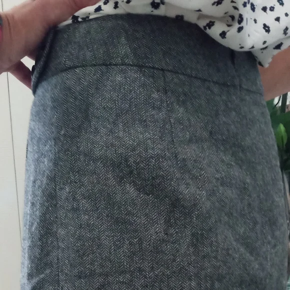 💫 Contemporaine By Simons Chic Gray A-Line Women's Woolen Blend Pencil Skirt - Picture 4 of 13